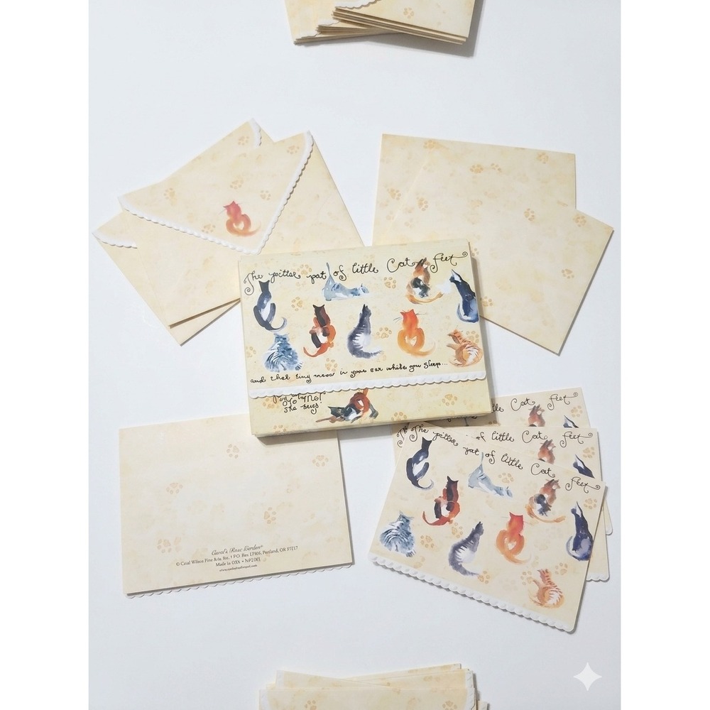 Carol Wilson Fine Arts Cat‎ Feet Stationery Set 10 Sheets 10 Env SNP2183
